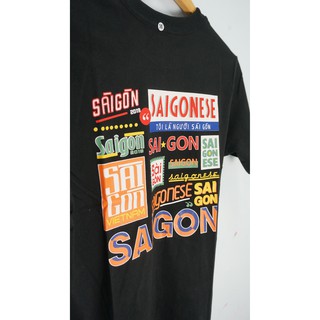Áo thun  cotton 100% đen saigonese Unisex
