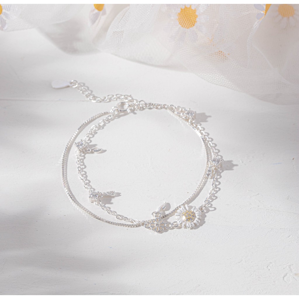 Lắc Tay Bạc Blue Peach Daisy New LT414