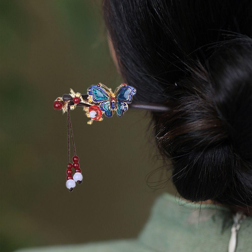 Trâm Cài Tóc Hình Bướm Đính Ngọc Trai Phong Cách Trung Hoa Cổ Điển