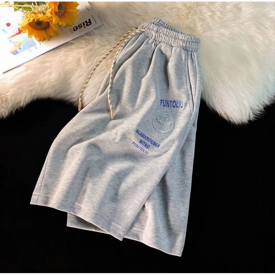 Quần Short Thể Thao Dây Rút In Chữ Plus Size Phong Cách Hàn Quốc Cho Nam