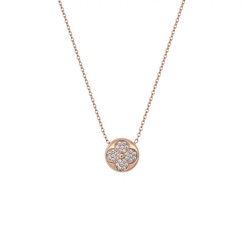 Vòng Cổ Bằng Thép Không Gỉ Mạ Vàng 18K Đính Kim Cương Giả Thời Trang Cá Tính Cho Nữ