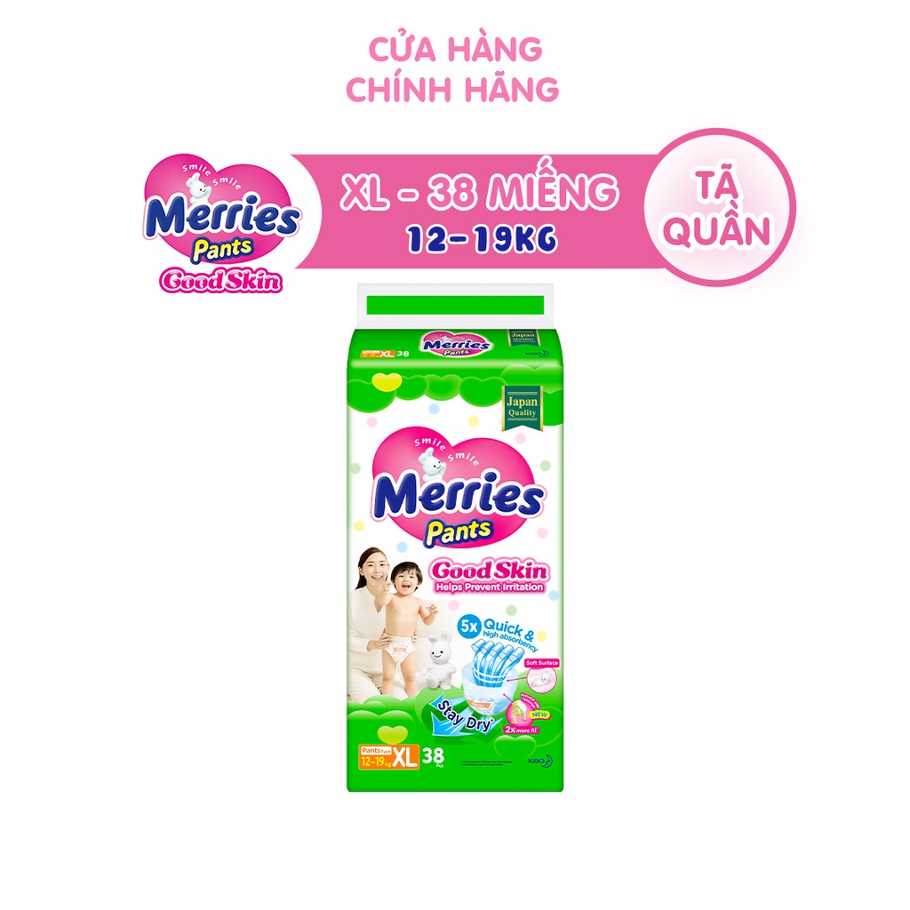 [Mã FMCGKAO52 giảm 8% đơn 250k] Tã quần Merries Goodskin đủ size M50/L44/XL38/XXL28