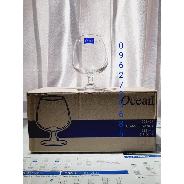 Bộ 6 ly vang chân thấp Ocean CLASSIC BRANDY 255ml,340ml  ly tròn
