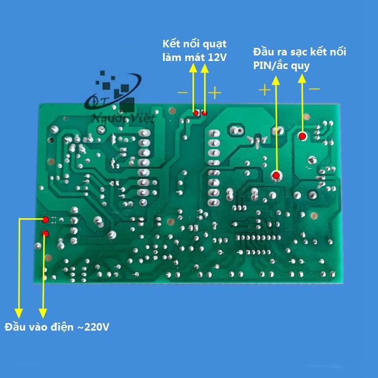 Bo mạch sạc Ắc quy 12V 24v 20A  tự động 3 giai đoạn