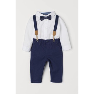 Set áo sơ mi và quần yếm bé trai