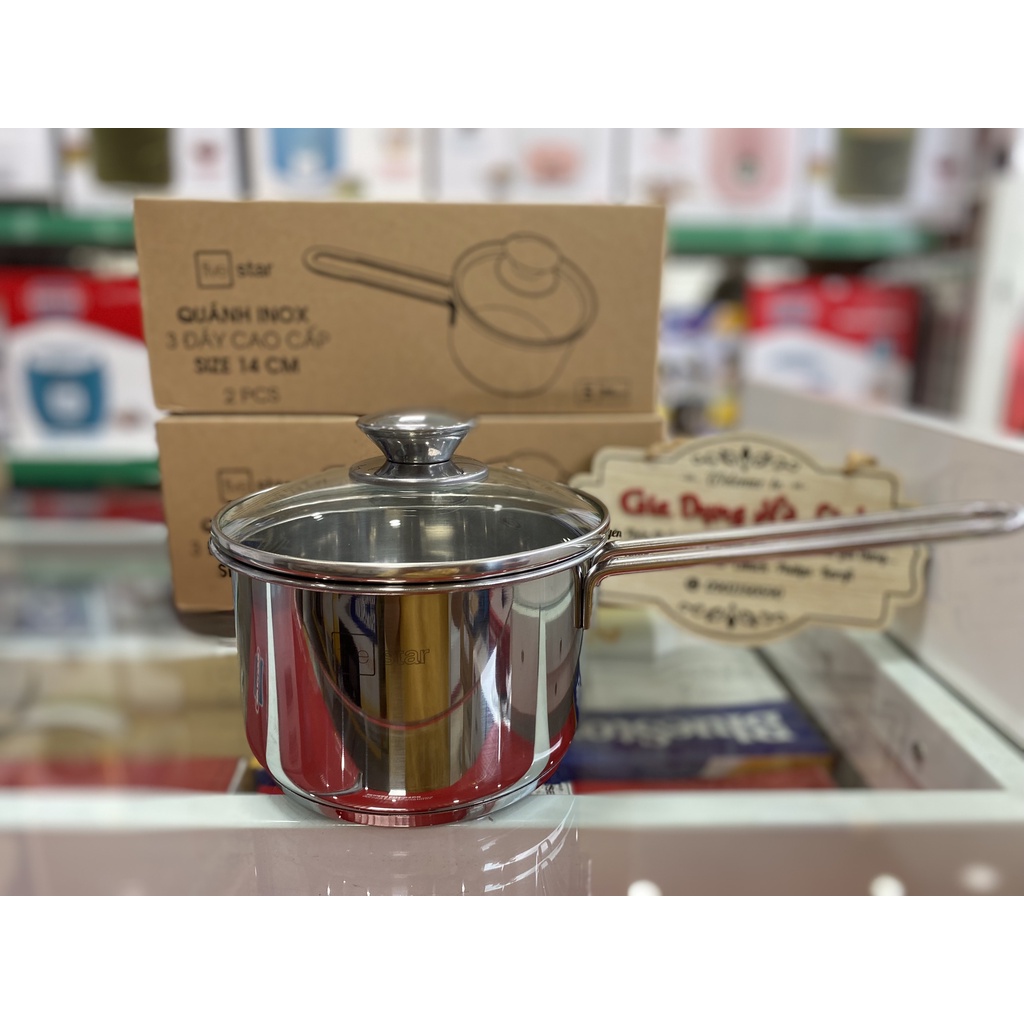 Quánh inox 3 đáy 14 cm Fivestar FSQ14001, sử dụng trên tất cả các loại bếp
