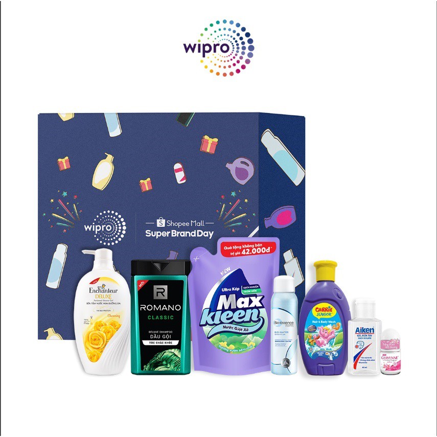 Wipro Family Box - Hộp Quà Tặng Trọn Bộ Sản Phẩm Chăm Sóc Gia Đình (Enchanteur, Romano, MaxKleen, Bio-essence)