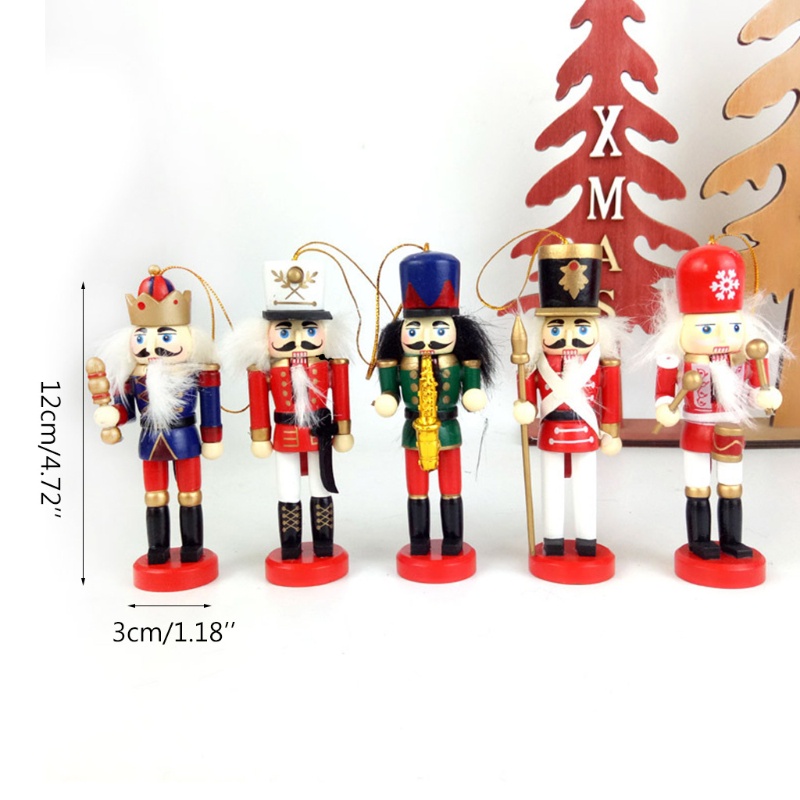Bộ 5 con rối gỗ 12cm hình chú lính chì trang trí cây thông giáng sinh