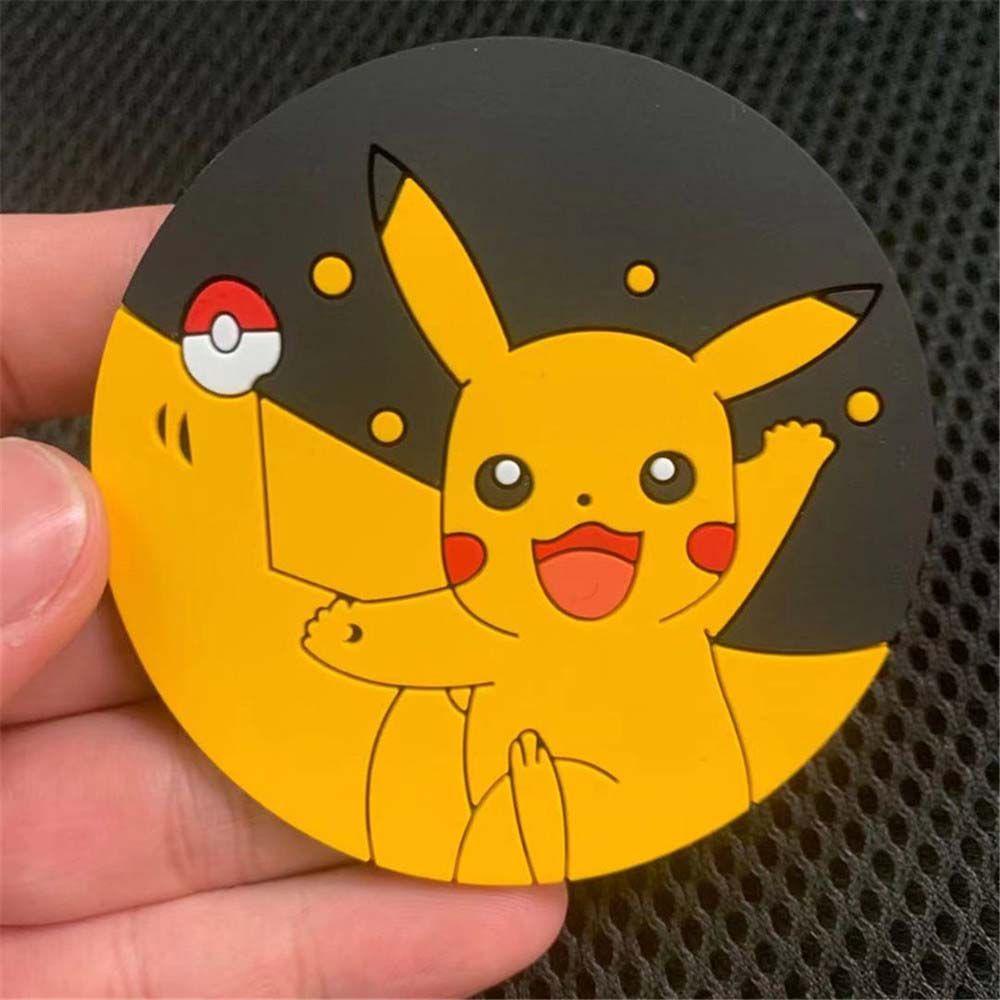 Miếng Lót Cốc Trong Suốt Hình Pikachu Dễ Thương Trang Trí Nội Thất Xe Hơi