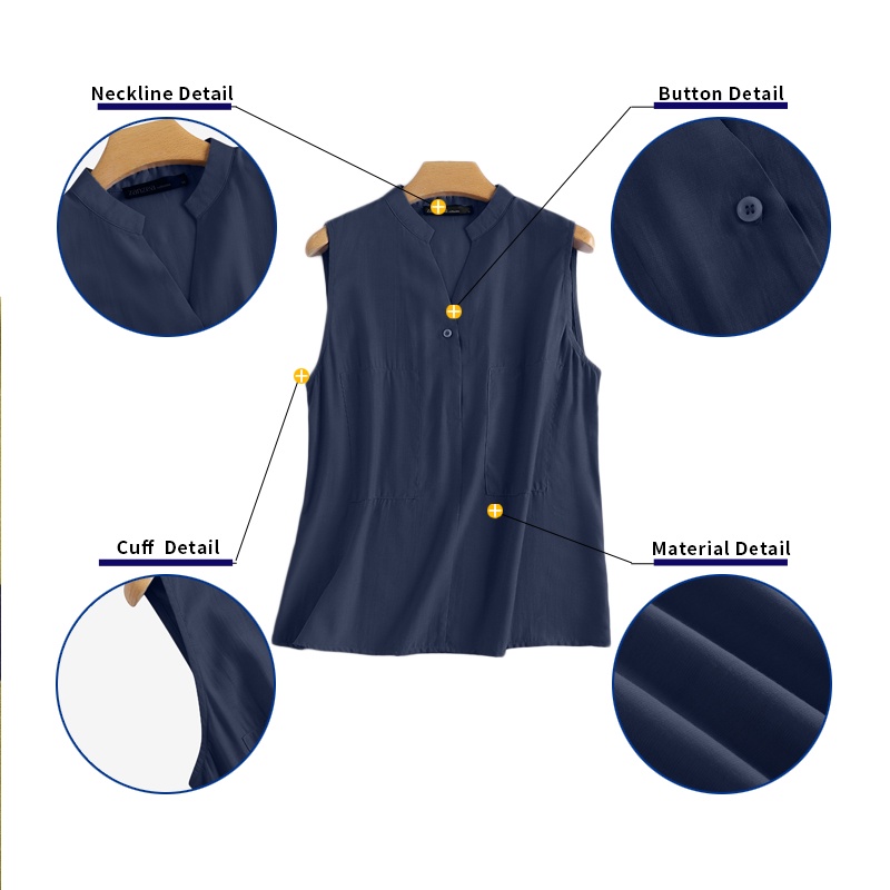 Áo kiểu Zanzea không tay cổ chữ V phong cách thời trang Hàn Quốc cho nữ