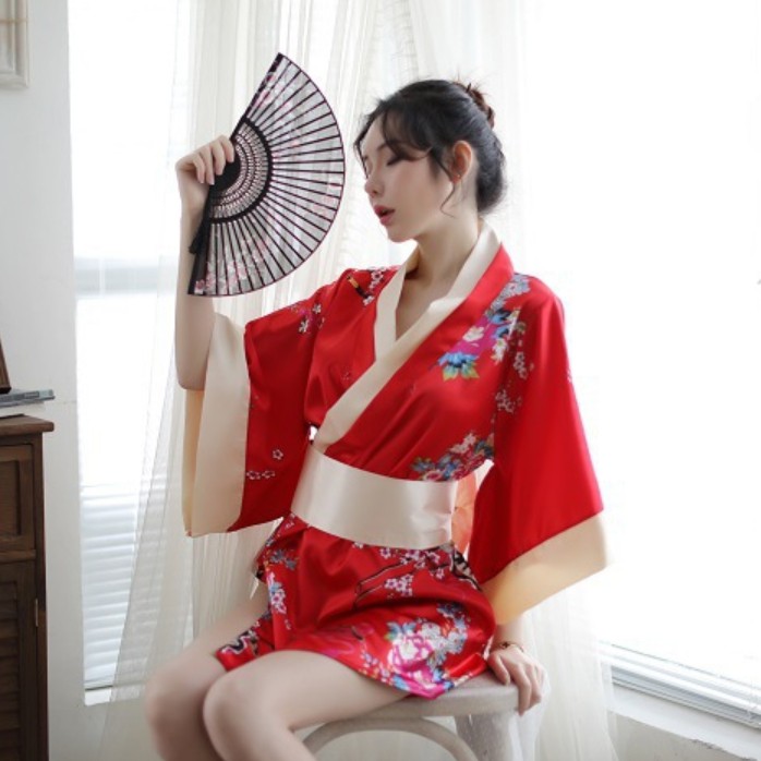 [Che tên] Bộ đồ ngủ kimono lụa cao cấp
