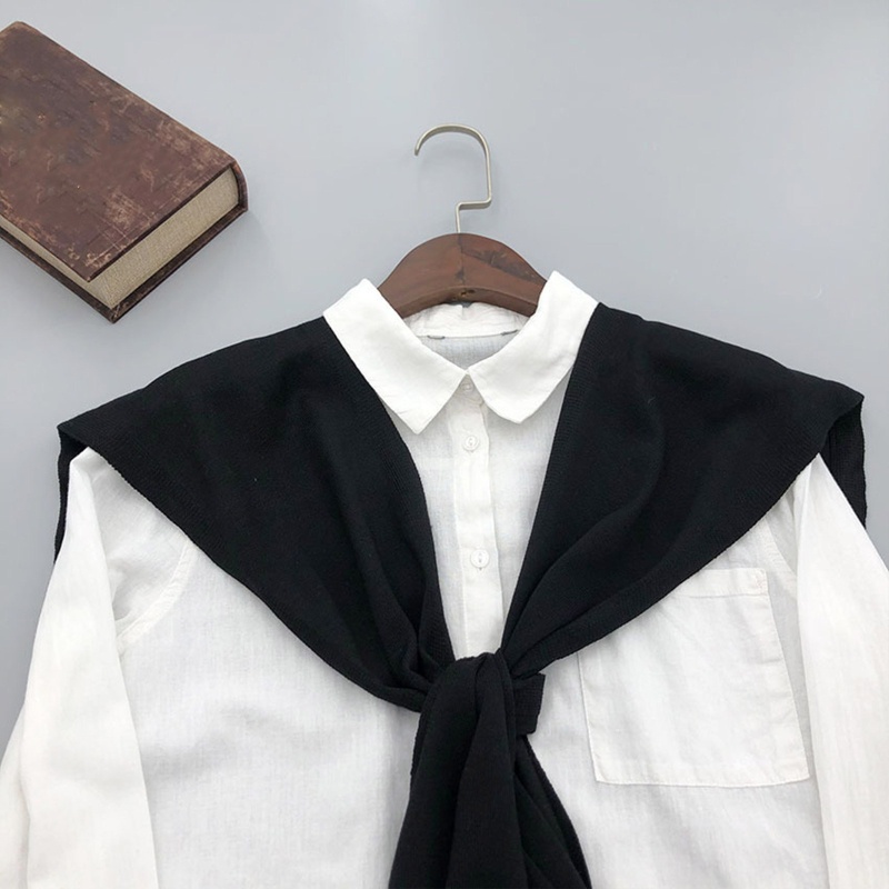 Khăn Choàng Nhỏ Sợi Acrylic Thắt Nút Màu Trơn Xinh Xắn Cho Nữ Vào Mùa Đông