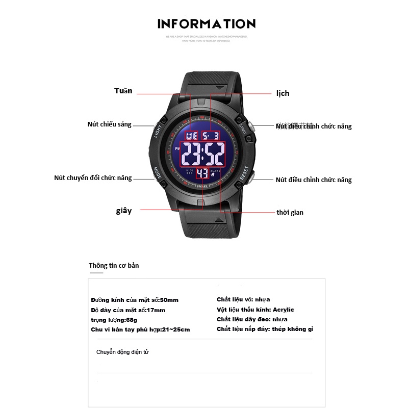Đồng Hồ SMAEL Kĩ Thuật Số Chống Thấm Nước Có Đèn Nền EL Phong Cách Thể Thao Cho Nam | BigBuy360 - bigbuy360.vn