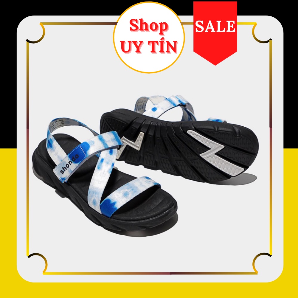 𝗦𝗛𝗢𝗡𝗗𝗢 𝗙𝟲 | Giày dép Sandals Shondo loang khói xanh dương F6S1031