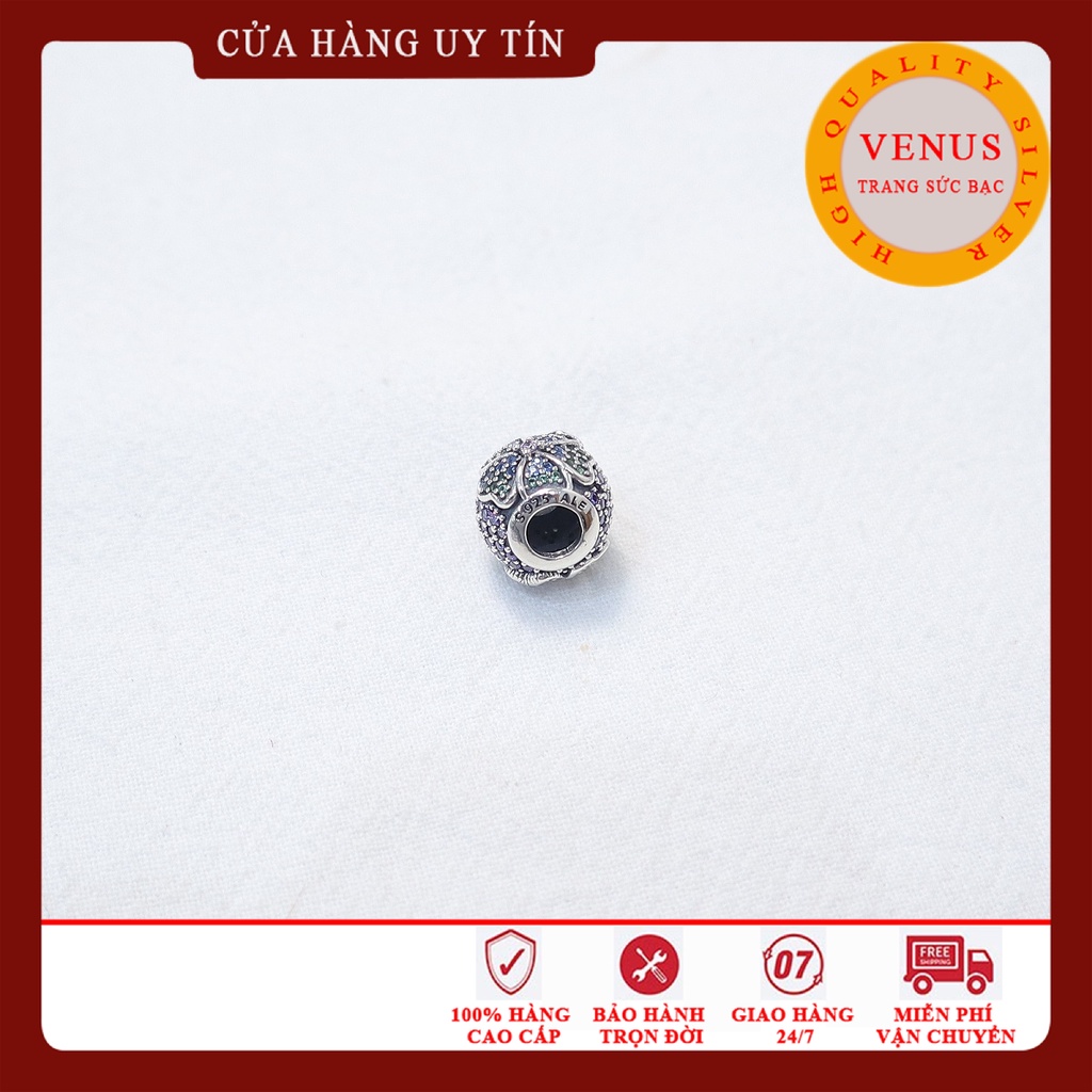 Charm cầu hoa đá tím xanh s925 ale cao cấp- Mã sản phẩm VENUSCX211