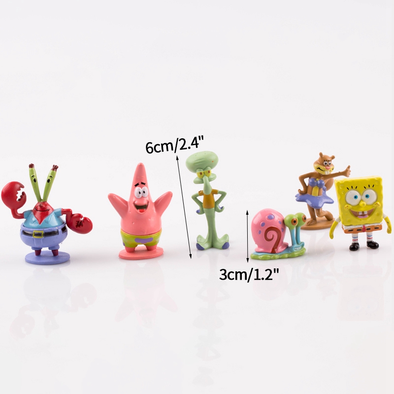 1 Bộ 6 Mô Hình Nhân Vật Hoạt Hình Spongebob Trang Trí Bể Cá