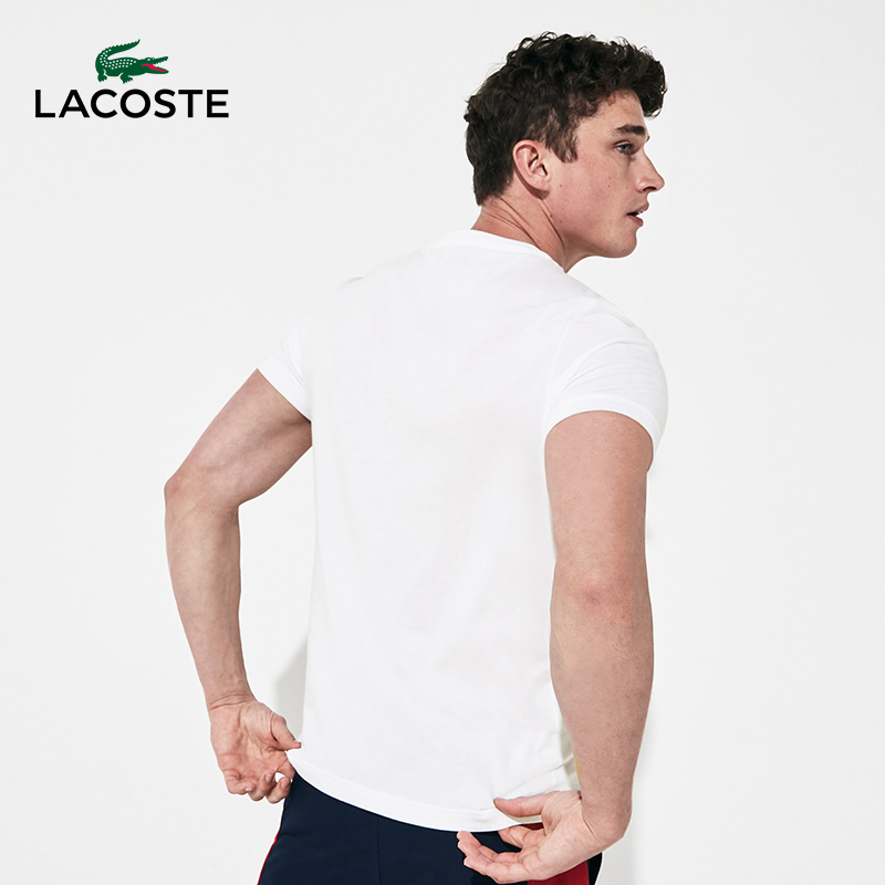 Lacoste France Men's Crocodile Spring and Summer Bags Fashion Simple Breathable Round Neck Shirt Men's Short-sleeved T-shirt