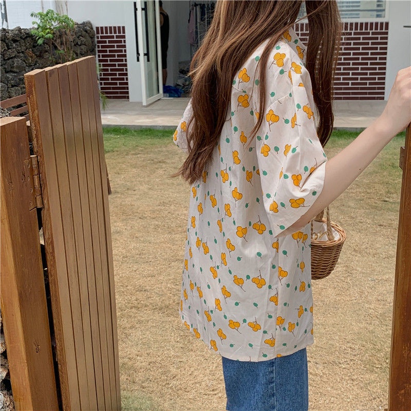 Áo Sơ Mi Tay Ngắn Cổ Bẻ In Họa Tiết Thời Trang