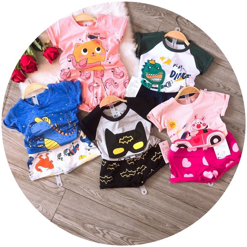 KÈM ẢNH THẬT  BỘ COTTON IN HÌNH CHO BÉ (8-18kg)