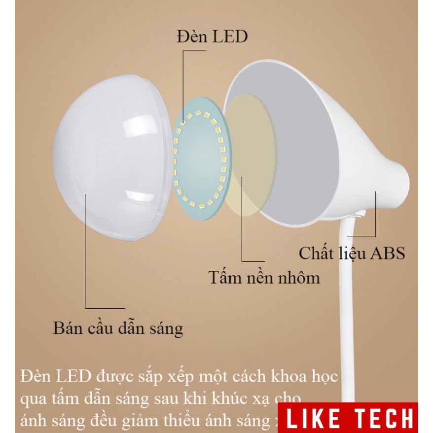 Đèn Bàn Học Đọc Sách LED Chống Cận 03 Chế Độ Ánh Sáng Bảo Vệ Mắt Có Hộp Bút Và Giá Để Điện Thoại