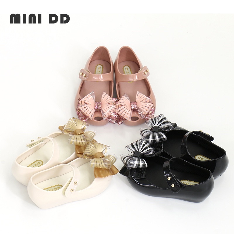 Giầy bệt đính nơ cho bé gái siêu xinh chất liệu giầy nhựa thơm cho bé từ 9 tháng đến 6 tuổi