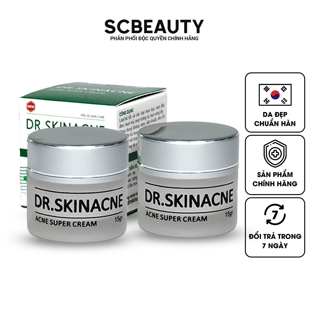 kem sạch mụn DR.SKINACNE dưỡng trắng da mặt ngừa thâm, liền sẹo - SCBEAUTY 15gr