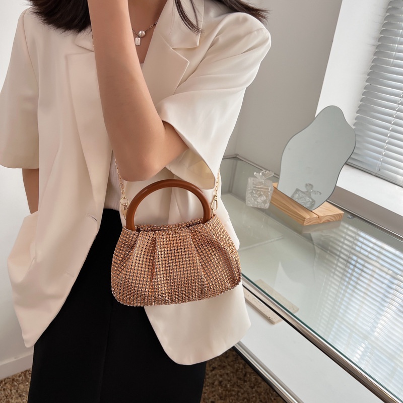Túi Đeo JASMIN NOIR Chéo Nắp Gập Đính Kim Cương Giả Xinh Xắn Thời Trang Cho Nữ