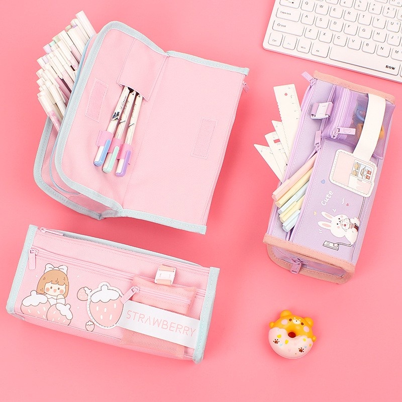 Túi Đựng Bút Bằng Vải Canvas Cỡ Lớn Dễ Thương Dành Cho Học Sinh