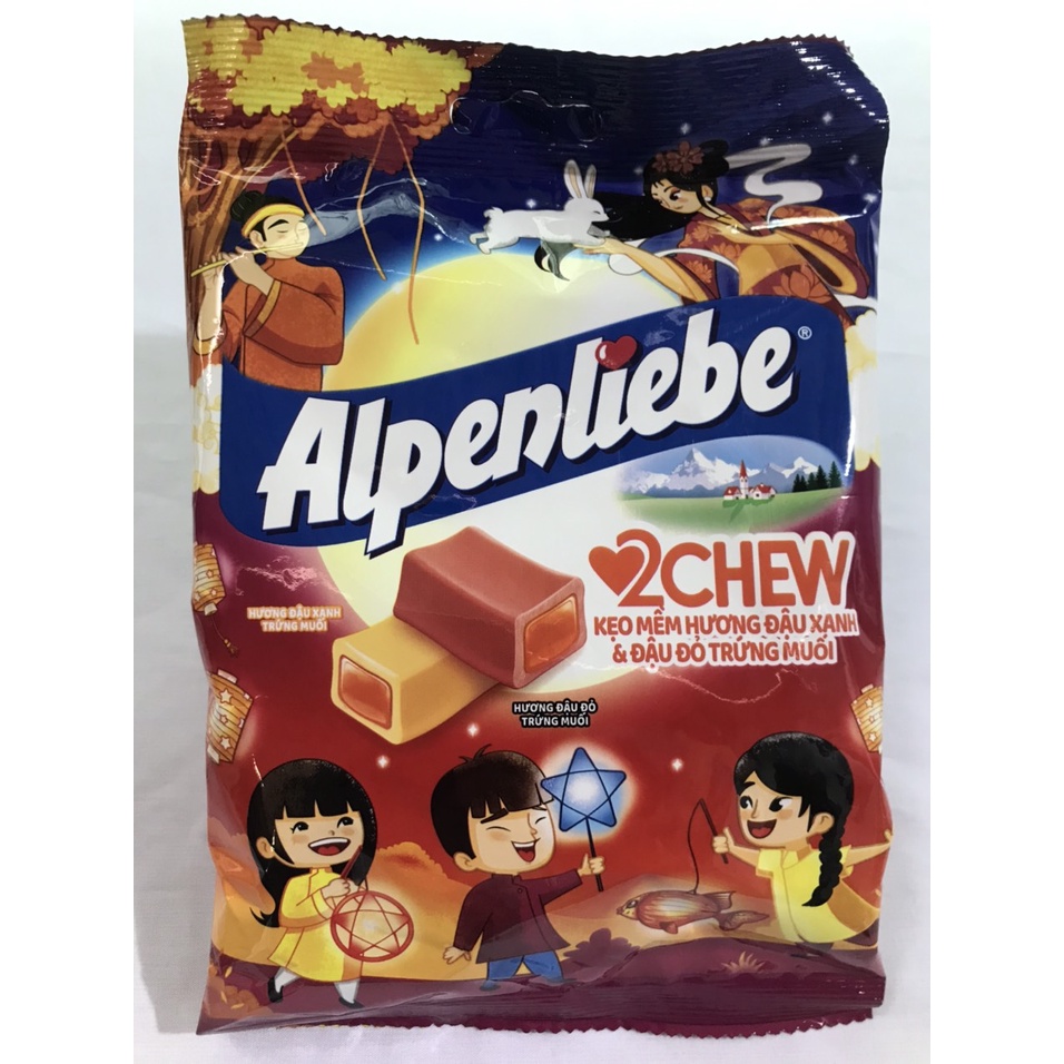 Kẹo Mềm Hương Đậu xanh và Đậu Đỏ Trứng Muối Alpenliebe 2Chew (Gói 84g-nhỏ)