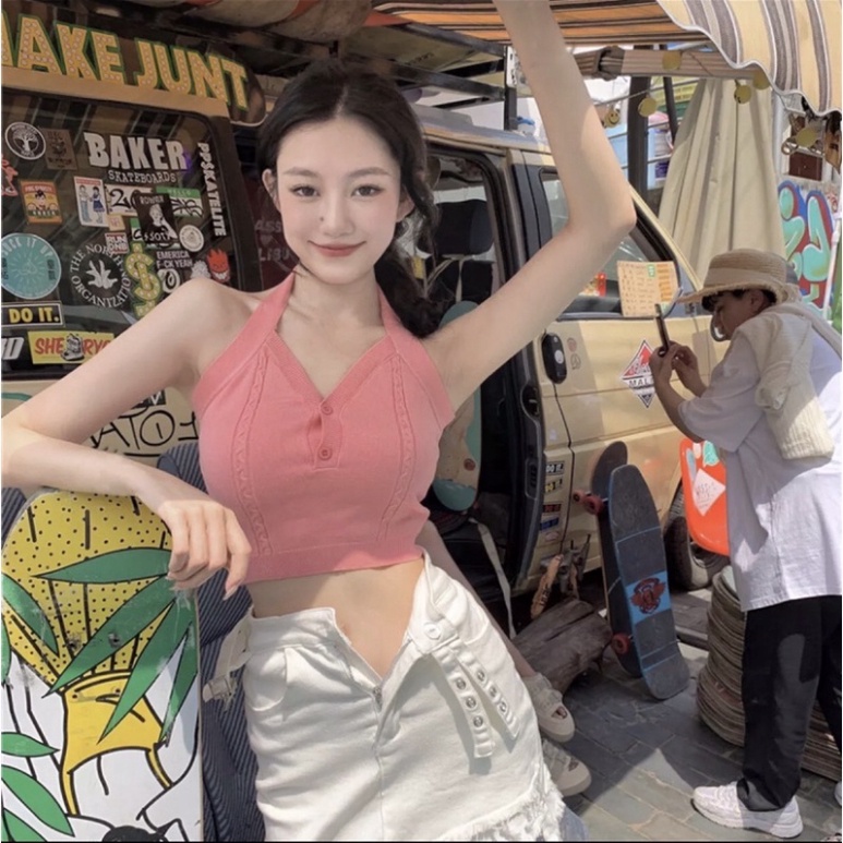 Áo ba lỗ cổ yếm viền màu trơn không tay màu lạ nội y xanh chất cực đẹp, sang chảnh, đồ lót