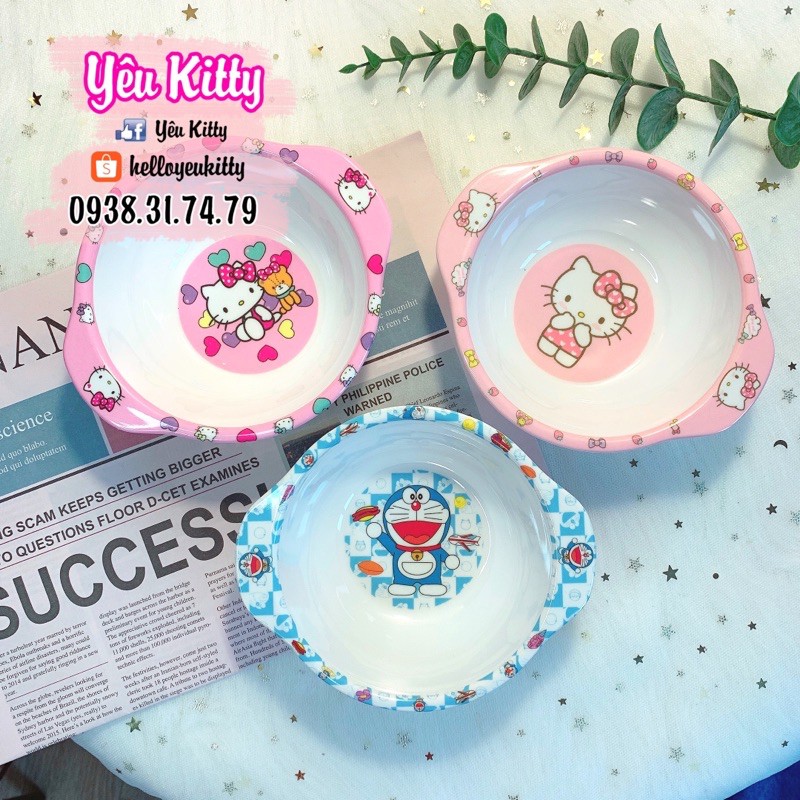 Chén nhựa quai Hello Kitty Doremon Doraemon