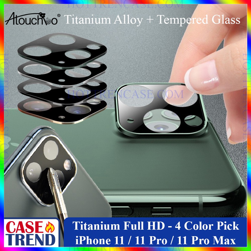 Kính Cường Lực Camera iPhone 11 / iPhone 11 Pro Max - Viền TiTanium - Atouchbo | BigBuy360 - bigbuy360.vn