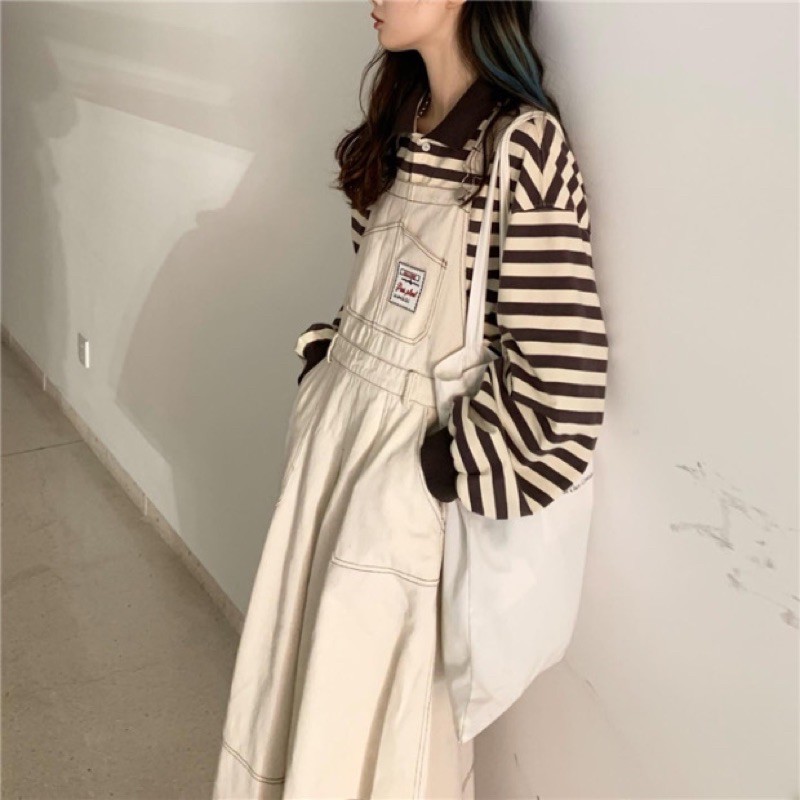 Váy yếm jeans denim dáng xoè vintage ulzzang Hàn Quốc [Yannie]