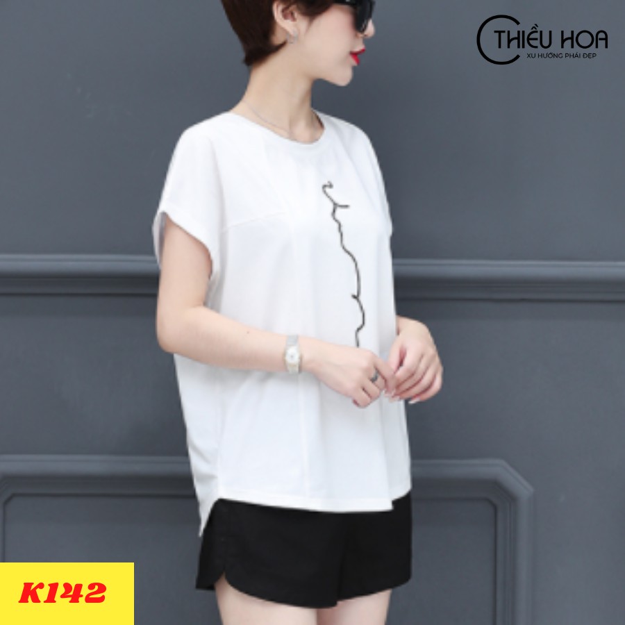 Áo Thun Cotton Nữ Trung Niên Đơn Giản Thiều Hoa K142