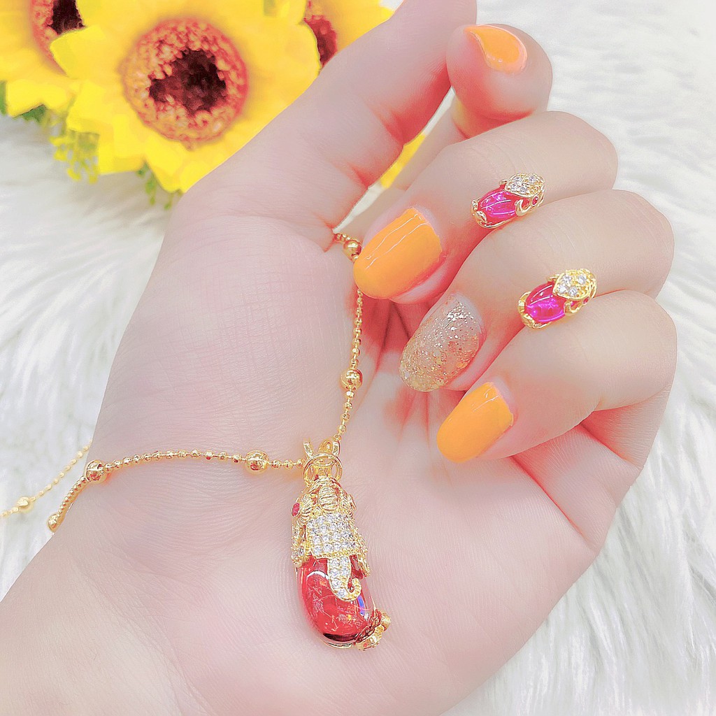 Bông tai nữ tỳ hưu - phụ kiện nail đính đá UHA , chuôi cài chắc chắn, kiểu dáng hiện đại, thu hút, sang trọng B79