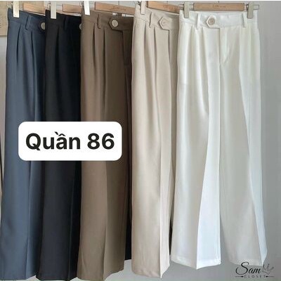 Min's Shoes - Quần Ống Rộng Lưng Cao Vải Mềm Quần 86