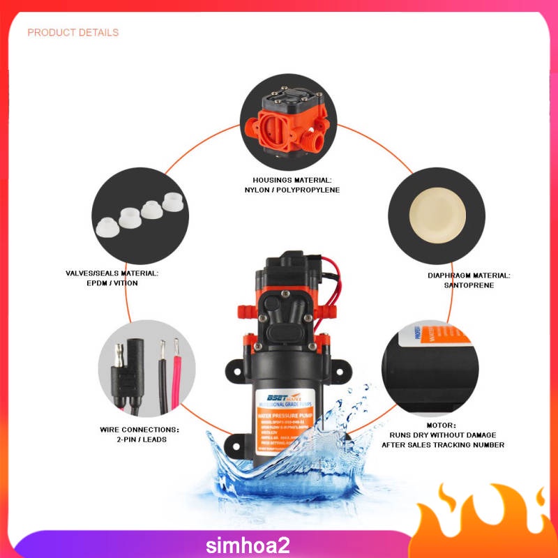 Máy bơm áp suất nước 12v 4.3L/min 1.2GPM 35 PSI