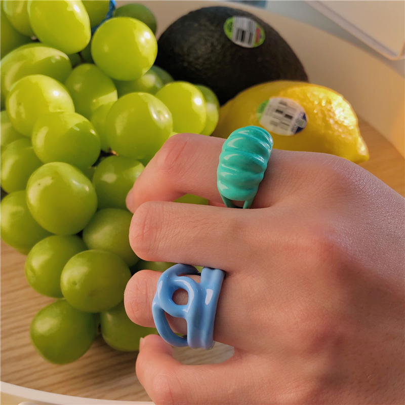 IF ME  Nhẫn Nhựa Resin Nhiều Màu Tùy Chọn Có Thể Điều Chỉnh Kích Cỡ