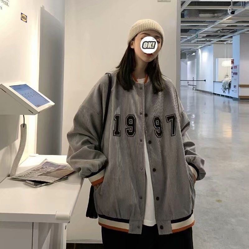 Áo khoác bomber varsity jacket len tăm nam nữ phong cách 1997 kiểu cổ điển