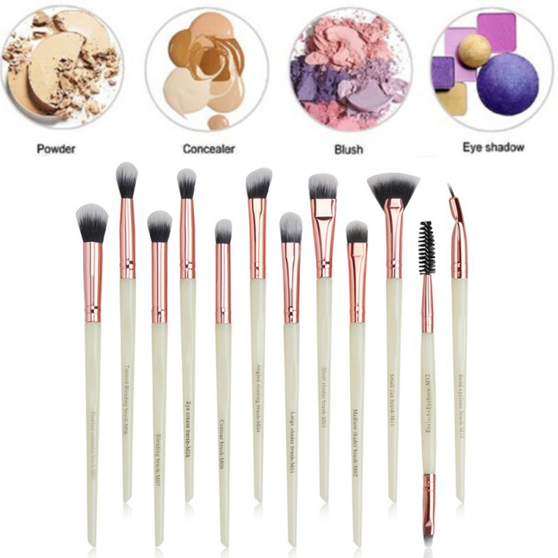 [Hàng mới về] Bộ 12 cọ trang điểm mắt/lông mày chuyên nghiệp