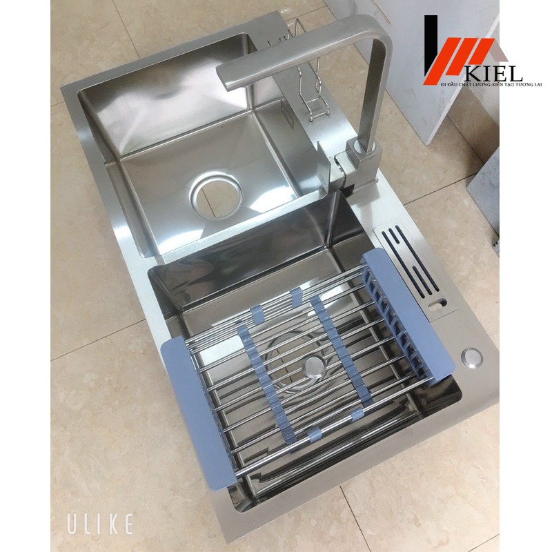 ♥️Free ship ♥️ Chậu rửa chén đúc liền khối ⚡ Hàng Cao Cấp⚡- Bồn rửa chén 2 hố 100% inox 304 không rỉ