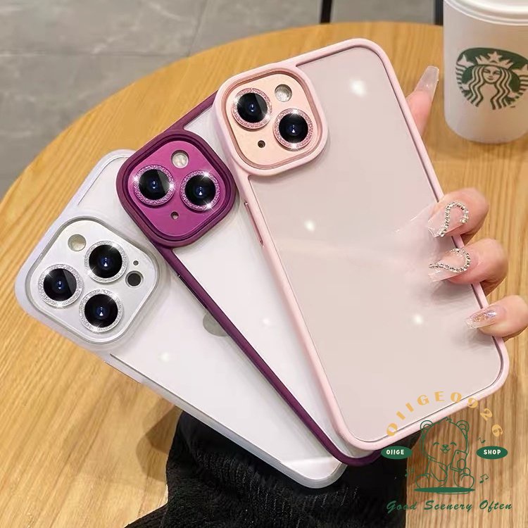 Ốp Điện Thoại Màu Tím Lấp Lánh Có Nhẫn Đỡ Cho Iphone14 13 12 11 Pro Max Plus