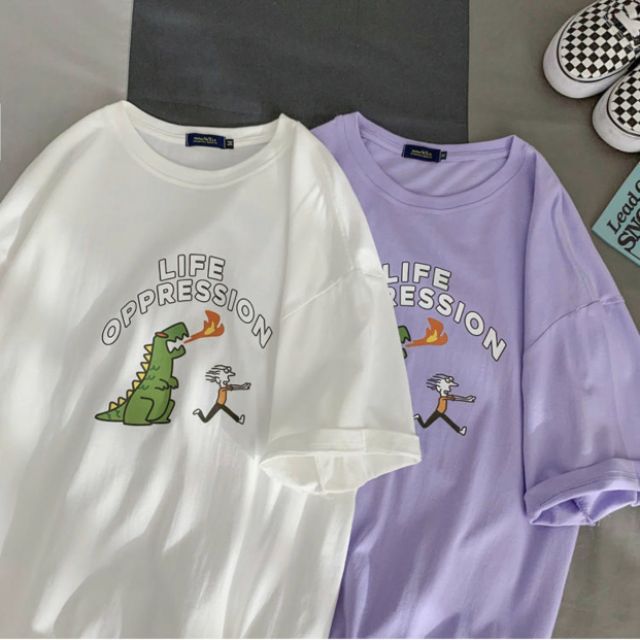 Áo thun tay lỡ Unisex Khủng long &amp; cậu bé