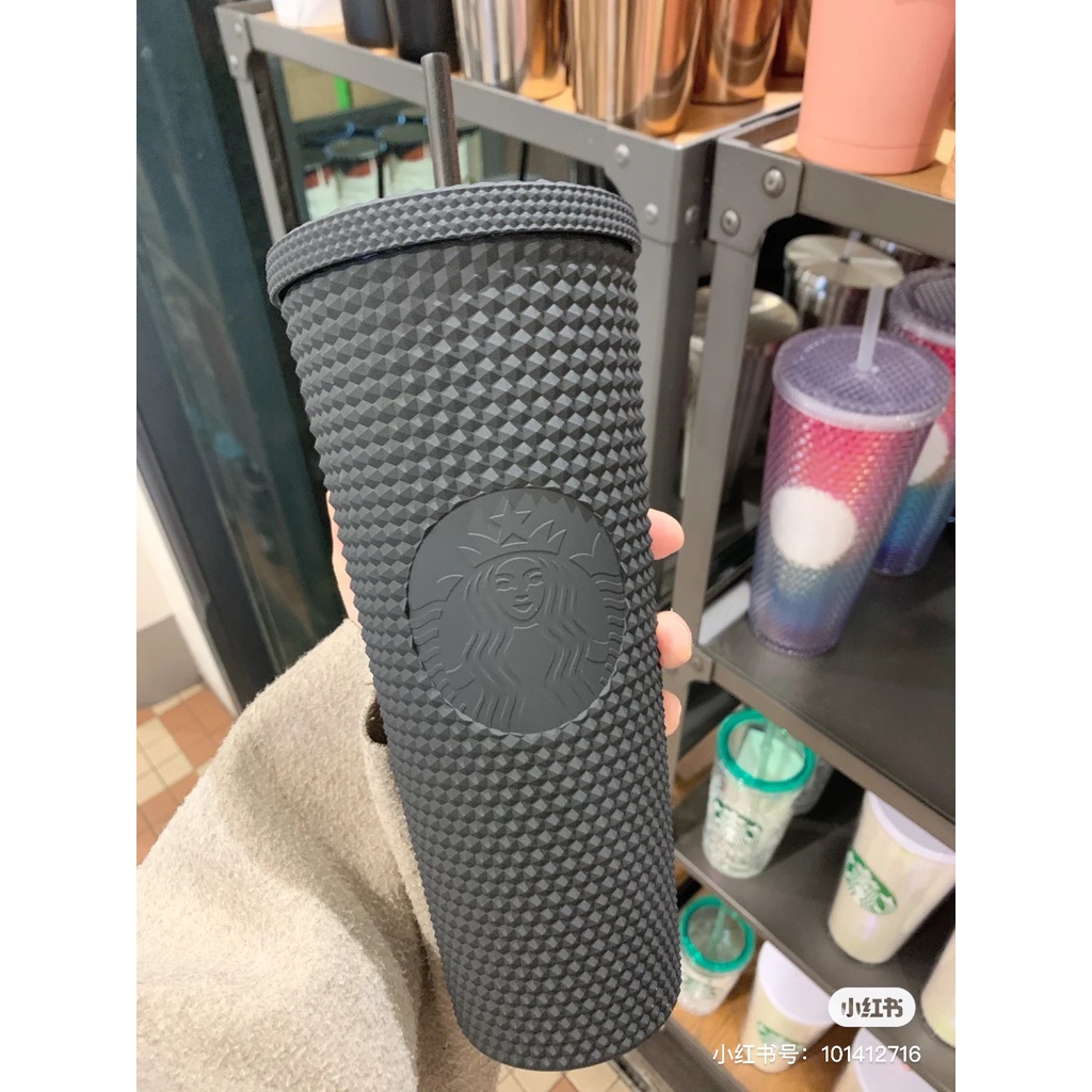 ❤Hot] ins Cốc Uống Nước Starbucks Màu Bạc Họa Tiết Kim Cương Lấp Lánh Sầu Riêng Có Thể Tái Sử Dụng