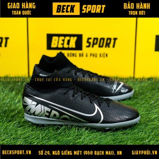 Giày Bóng Đá Mercurial 13 Superfly Đen Đế Xám Cao Cổ TF