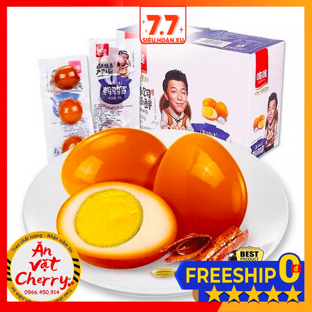 TRỨNG CÚT NGÂM TƯƠNG - Trứng cút muối xì dầu - Gói 3 quả - Đồ ăn vặt nội địa [Ăn Vặt Cherry]