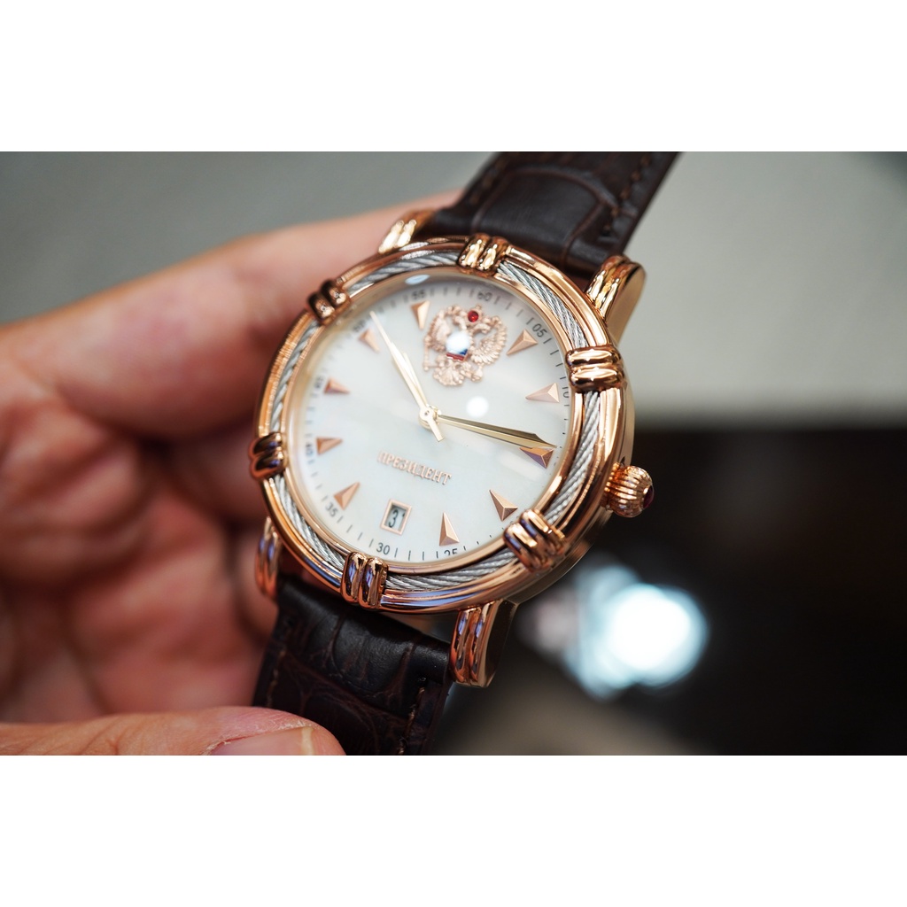 Đồng hồ nam Poljot thương hiệu Nga, máy automatic dây da bò, sang trọng đẳng cấp