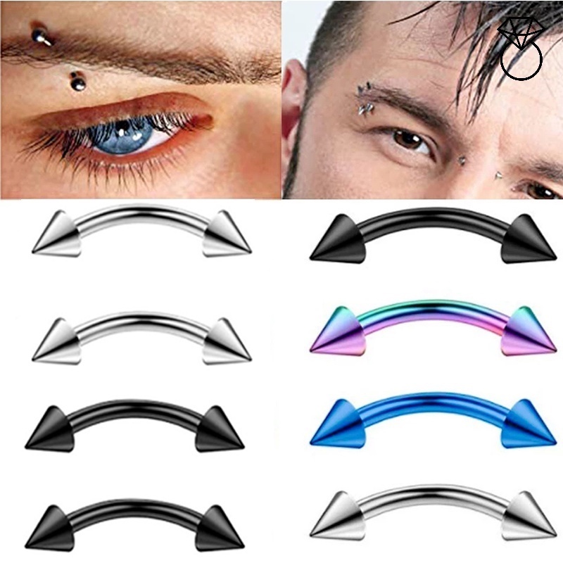 1 Đôi Khuyên Tai/Mũi/Lông Mày Hình Nón Hai Đầu Bằng Thép Không Gỉ Không Gây Dị Ứng