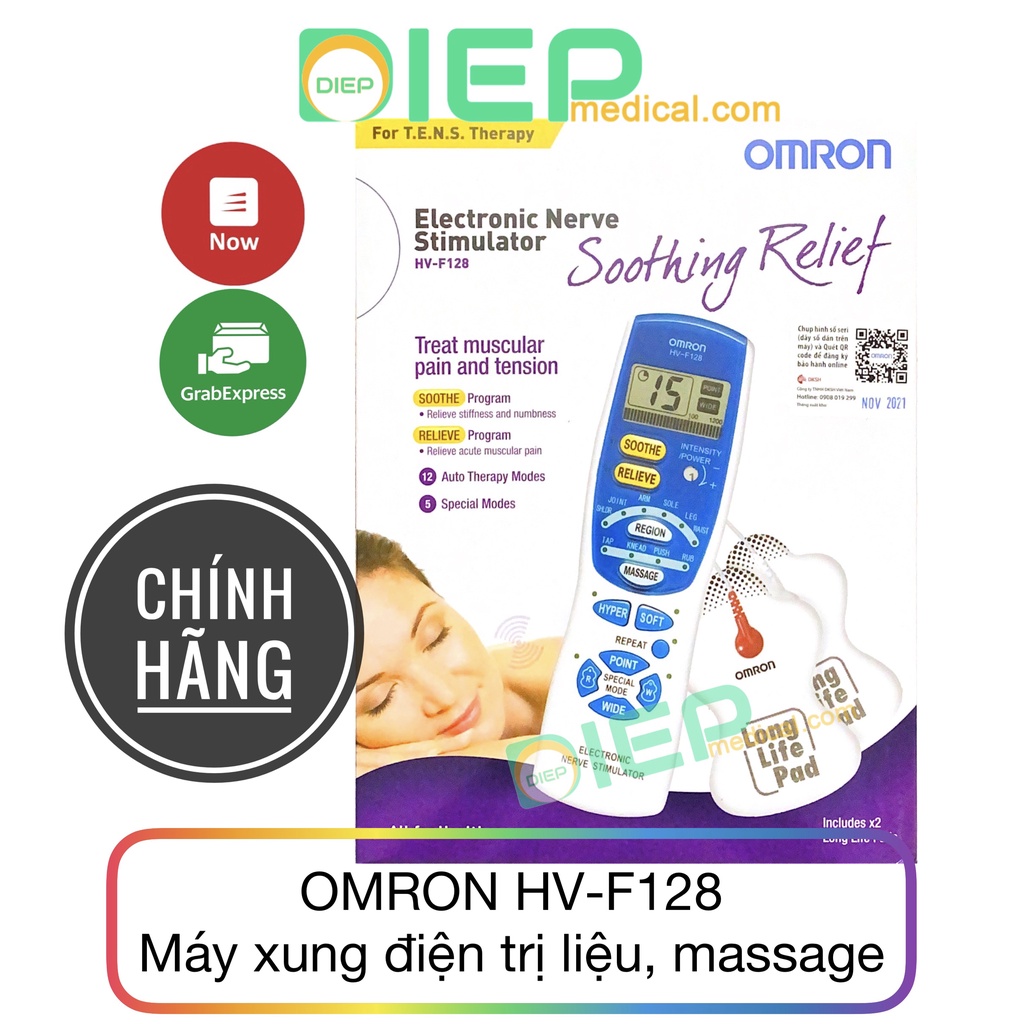 ✅ OMRON HV-F128 - Máy massage xung điện OMRON HV F128 hỗ trợ trị liệu, giảm đau, châm cứu, giảm cân (Chính hãng - Nhật)