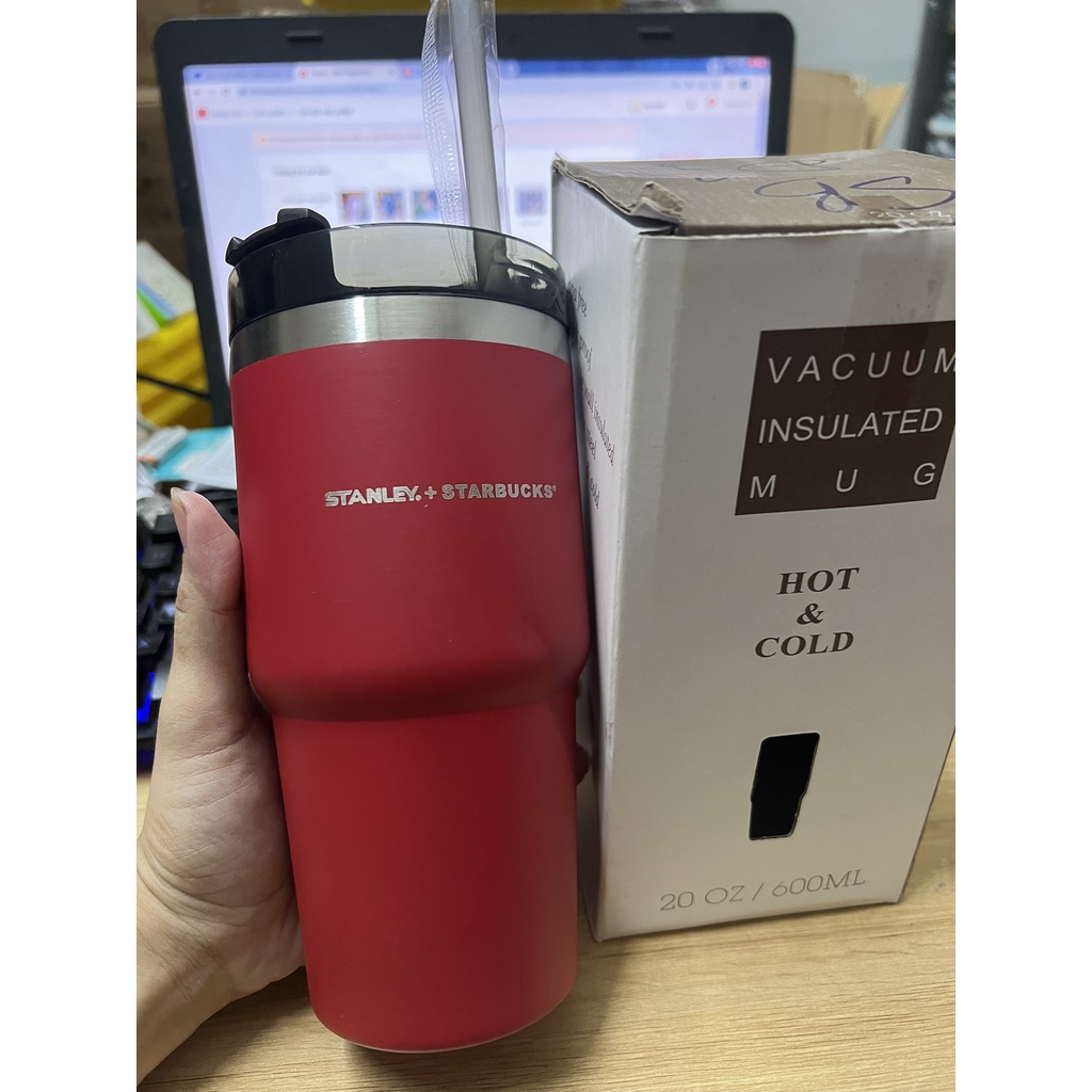 Ly Nước Giữ Nhiệt Starbucks, bình giữ nhiệt starbuck / have a nice day cao cấp 600ml lõi inox, cốc giữ nhiệt có ống hút